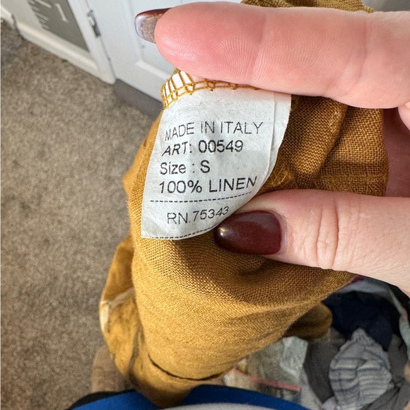 VIOLA BORGHI Linen Dragon Fly Print Pullover 3/4 Sleeve Top Italy Women’s S BOHO - Picture 6 of 8